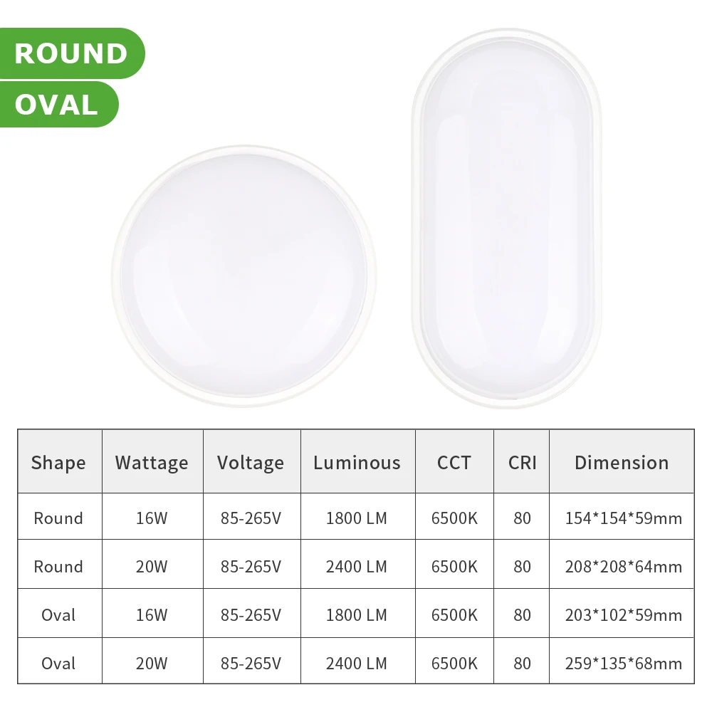  Round / Oval LED Moisture Proof Ceiling Lamp IP65 Waterproof Bathroom Outdoor Garden Yard Lamp 16W  - 32993392444