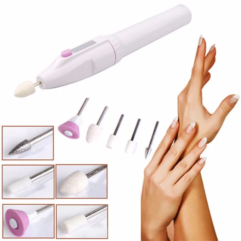 

Professional Electric Manicure Nail Art File Drill, Art Salon Manicure Pen Tool, 5bits/Set Polish Feet Care Product Nail Tools