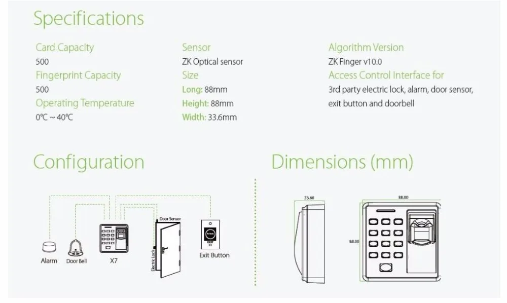 Распознавание отпечатков пальцев ID Card Reader RFID Входная система контроля допуска к двери+ 10 шт. брелоков