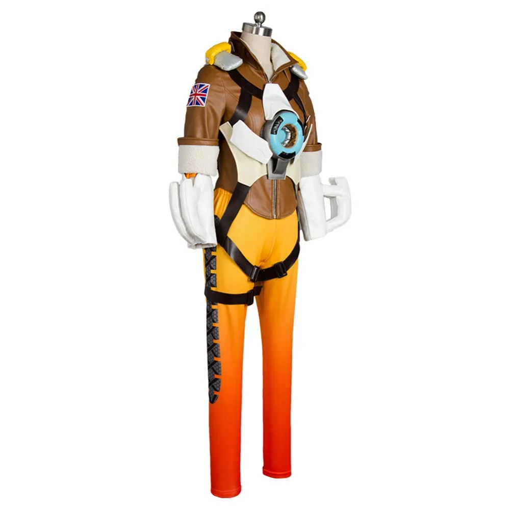 Игра OW cosplay Lena Oxton Tracer костюм Солдат 76 Tracer Косплей Костюм Костюмы на Хэллоуин для взрослых Tracer костюм маска