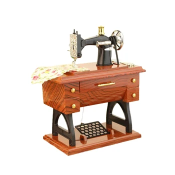 

NICEXMAS 1pc Retro Decoration Simulation Sewing Machine Music Box Mini Music Decoration Box for Ornament Crafs