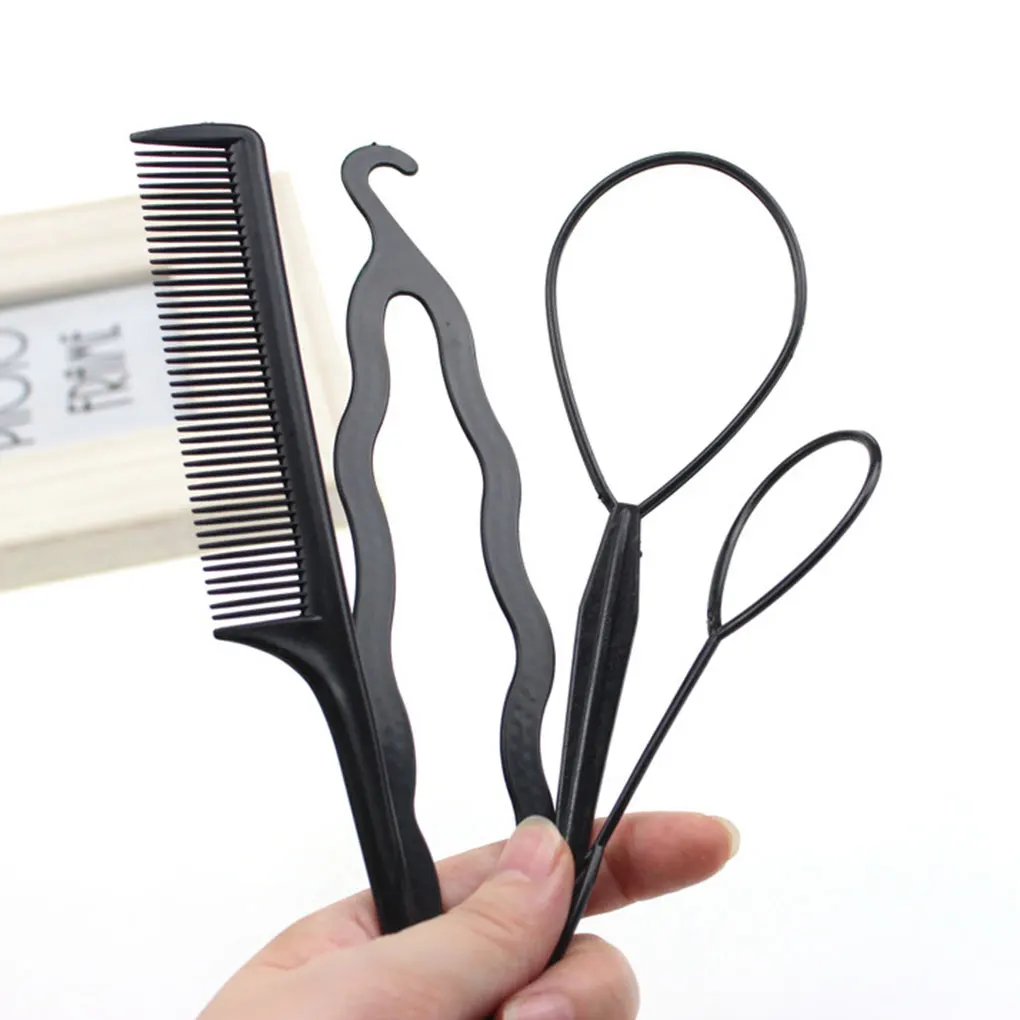 Горячая Распродажа четыре штуки Пластик тянуть шпилька для волос Инструменты для укладки волос хобби Стайлинг для волос аксессуары наборы приспособление для укладки волос в узлы