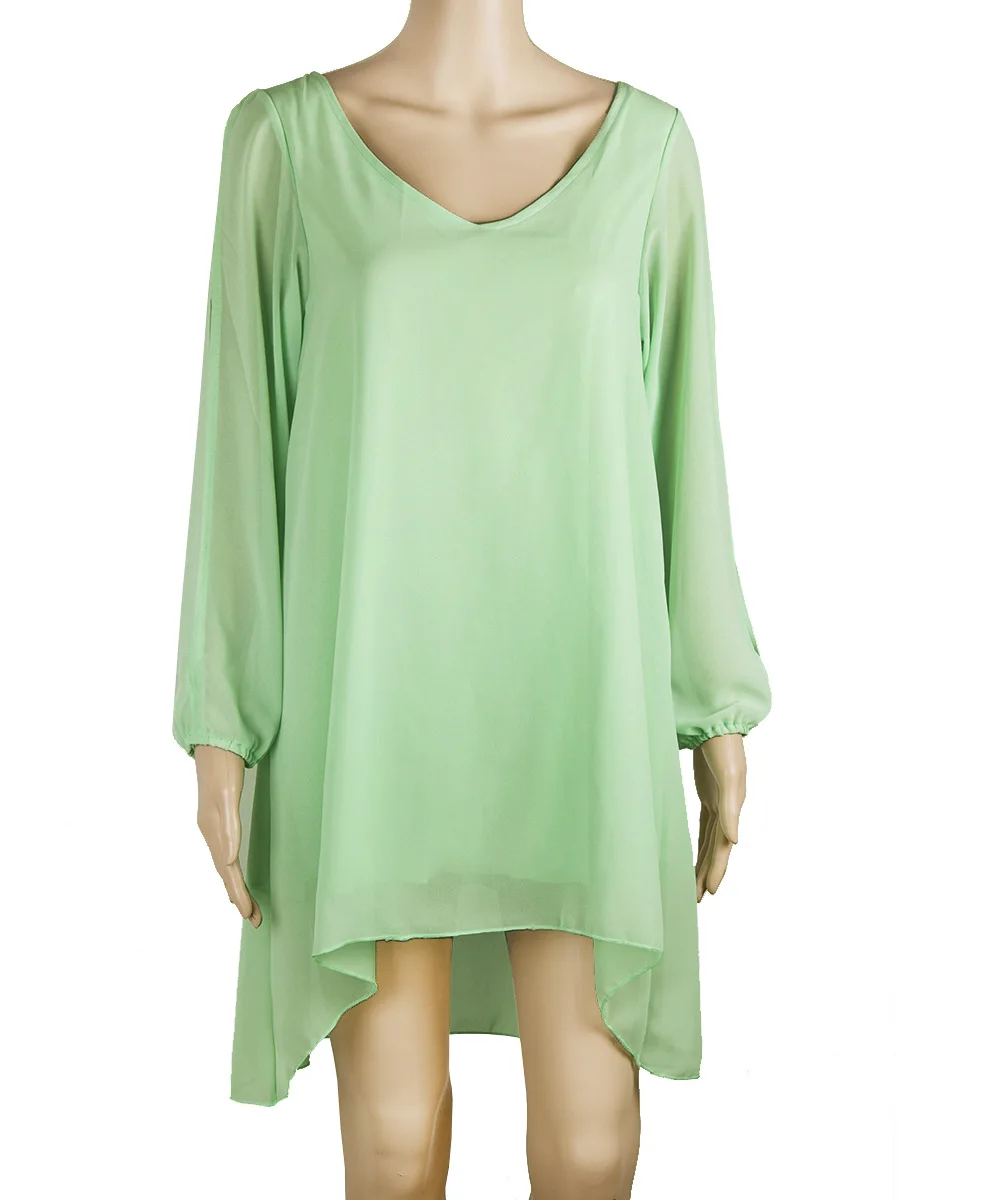 Новая Европейская и американская шифоновая футболка с v образным вырезом женская