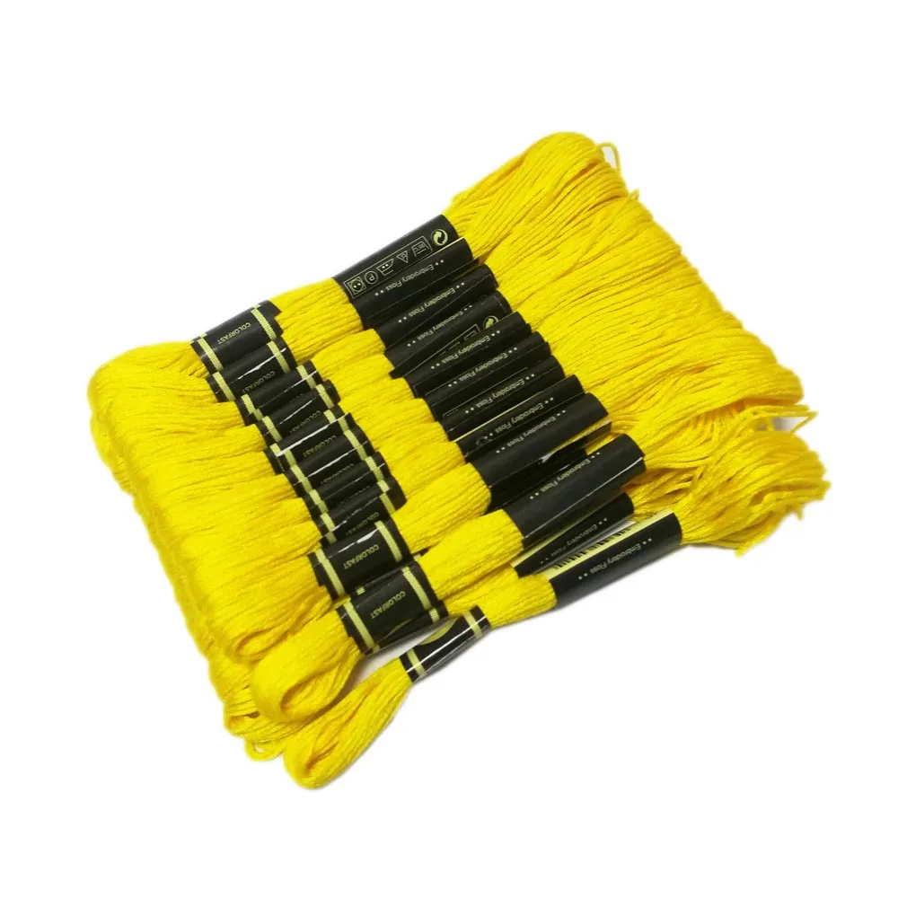 24 мотки мульти цветная вышивка нитки мулине Египетский длинный волокна DMC Вышивка крестом DIY Швейные Ремесло вышитые нить - Цвет: yellow
