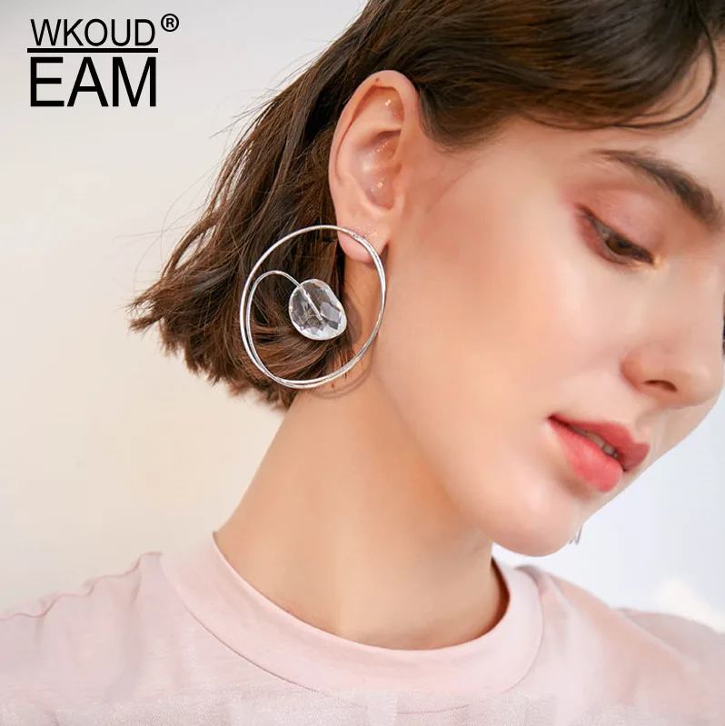 

WKOUD EAM 2020 New Woman Rhinestone Brief Large Temperament Earrings Fashion Female Jewelry Accessories Party Gift 6#JY483