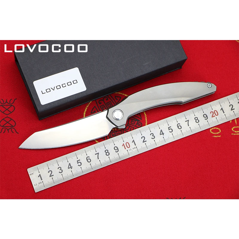 

LOCOVOO ST-38 NEW Flipper folding knife D2 blade Titanium handle Outdoor camping hunting pocket fruit knives Survival EDC tools