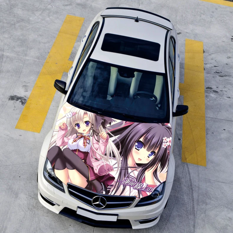 US $49.36 DIY Car Styling Hood Sticker Sexy Anime Decals Camouflage Vinyl Film Exteriors Single Ralliart Stickers On Cars Protective Film