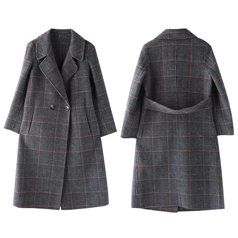 Manteau Femmes À Double Cachemire camel Mince Face 2018 Cashmere100 Boutonnage La Gray Pur Hiver En De Laine Automne Nouveau Mode Main SxnqwFw8v