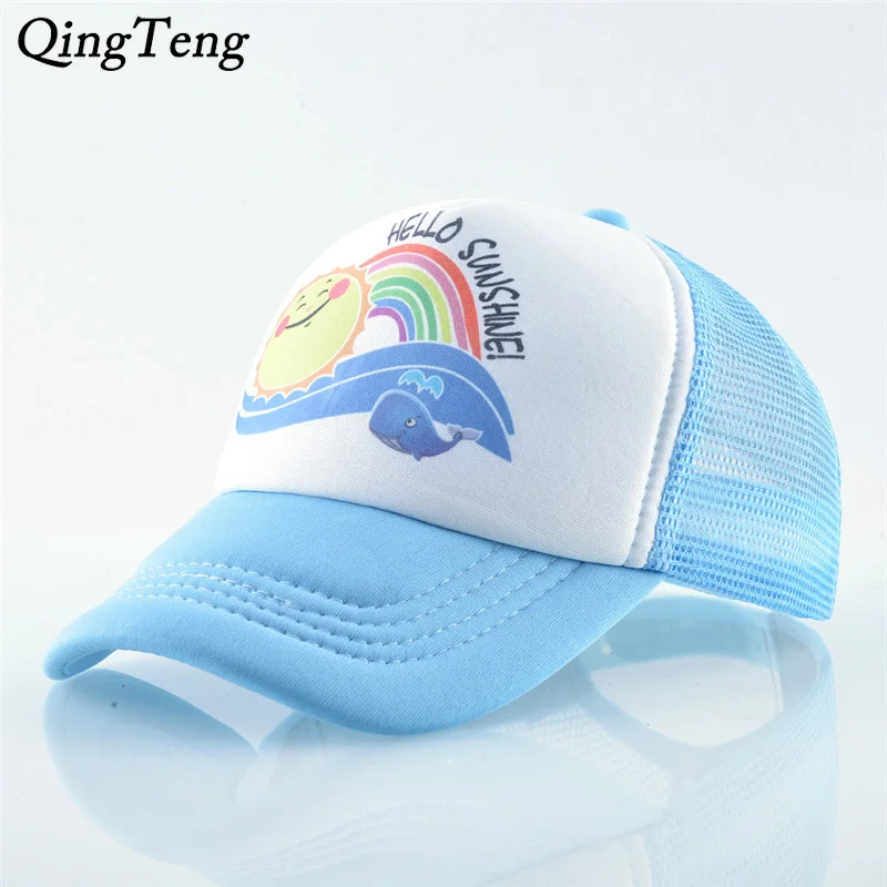 

Rainbow Printing Summer Baseball Cap Kids Outdoor Breathable Mesh Sun Visor Hat Sky Blue Children Snapback Boys Girl Trucker Hat