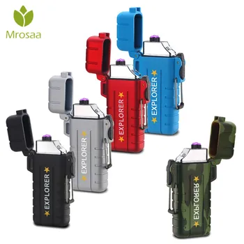 

Double arc Lighter Windproof Electronic USB Recharge Flameless Lighter Pulse Cross Cigarette Smoking Electric Plasma Lighter BBQ