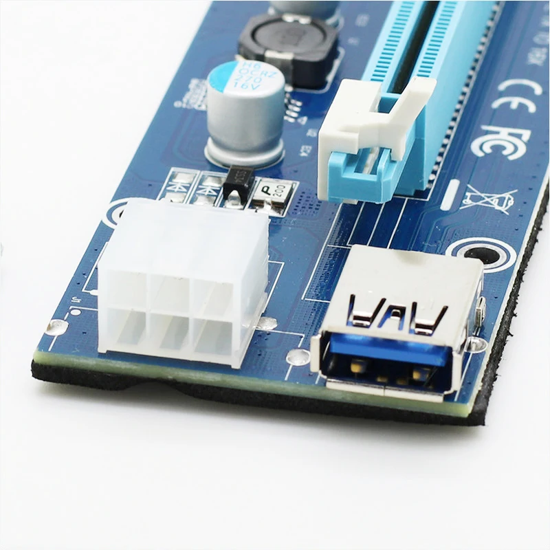 NEW5pcs Riser USB 3 0 PCIe 1x to 16x PCI Express Extender Riser Card with 3