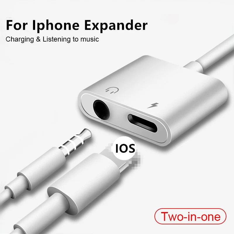 2 in 1 Audio Charger Adapter For iPhone 7 8 Plus Adapter For iPhone X XR XS Max Charging Headphone Adapter Cable Double Jack