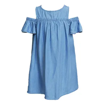

Denim Dresses For Girls Clothing 4 6 8 10 12 Years 2018 Off Shoulder Summer Kids Princess Party Dress Tutu Children Girl Clothes