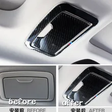 2pieces Carbon Fiber Sticker Car Inner Rear Roof Make Up Mirror Frame Cover Trim Car Styling For BMW 5 Series