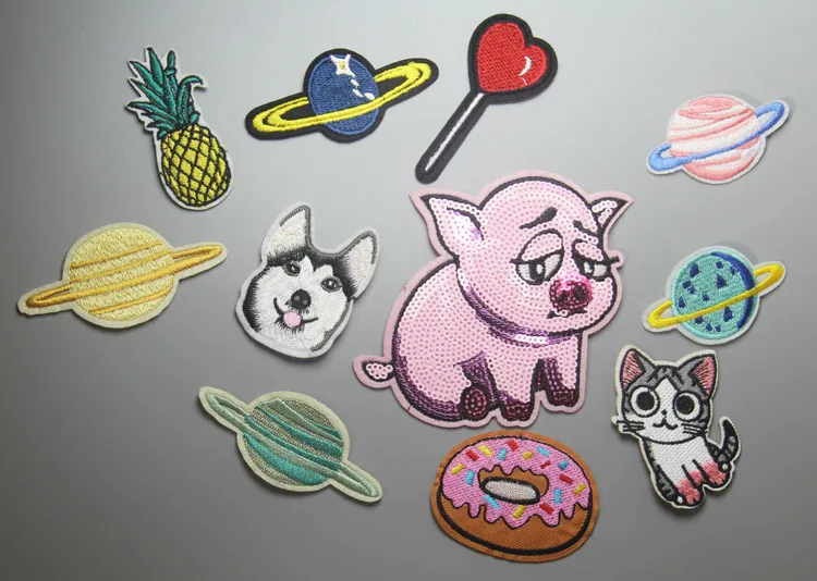 Animals Heat-Sensitive Embroidered Patches for Clothes Ananas Clothing Patch Star Thermo Stickers (10)