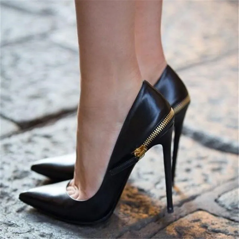 black_pointy_toe_stiletto_heels_pumps_back_zipper_fashion_office_shoes