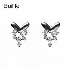 BAIHE SI/H полный разрез натуральными бриллиантами твердое белое золото 14 К(AU585) помолвка и свадьба серьги гвоздики женский прекрасный подарок ювелирных изделий