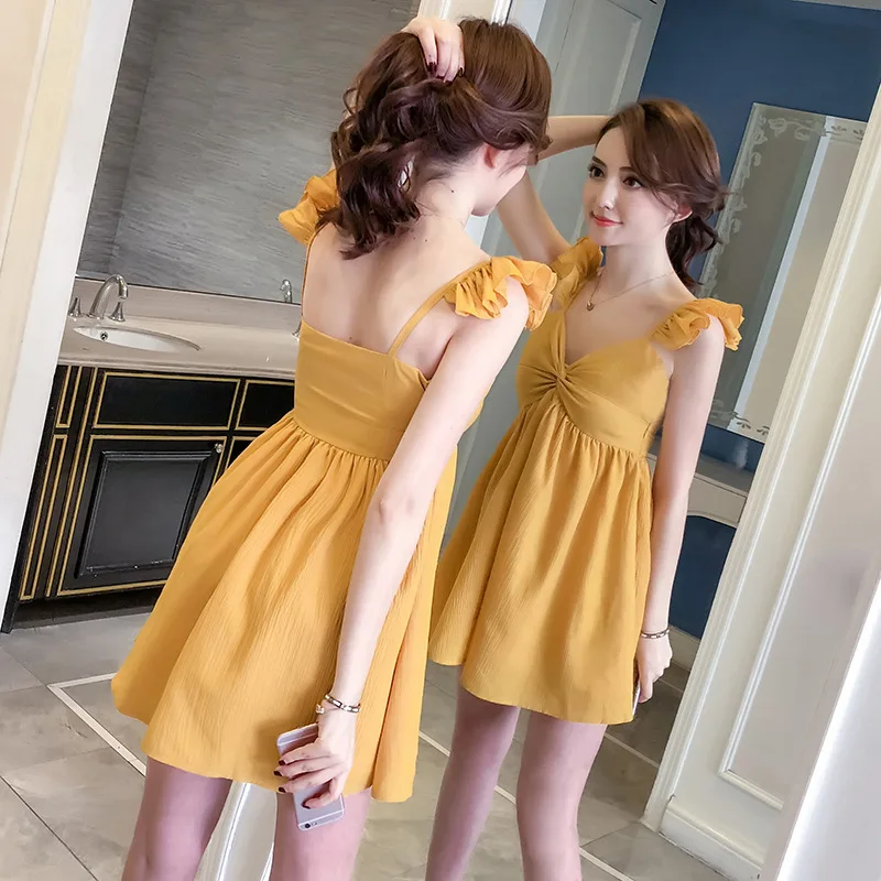 2018 NEW   Arrivals Women Summer Sexy night shop with high waist and back holiday sling dress Mini  Paty Dress Free shipping