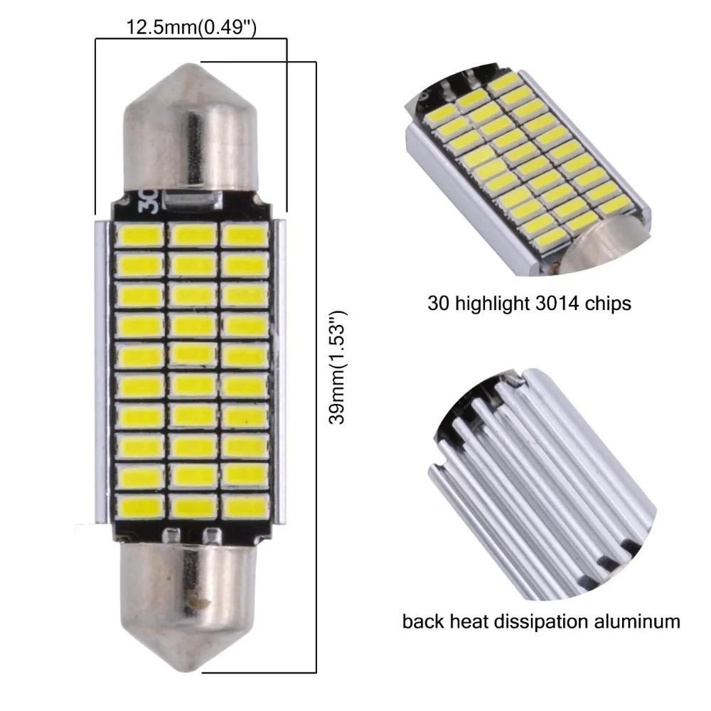 2 шт. C5W Внутренние светодиодные лампы 3014 18 27 30 33 smd 12 V Canbus Error Free 31 мм 36 мм/39 мм/41 мм Festoon купол для чтения светодиодные лампы