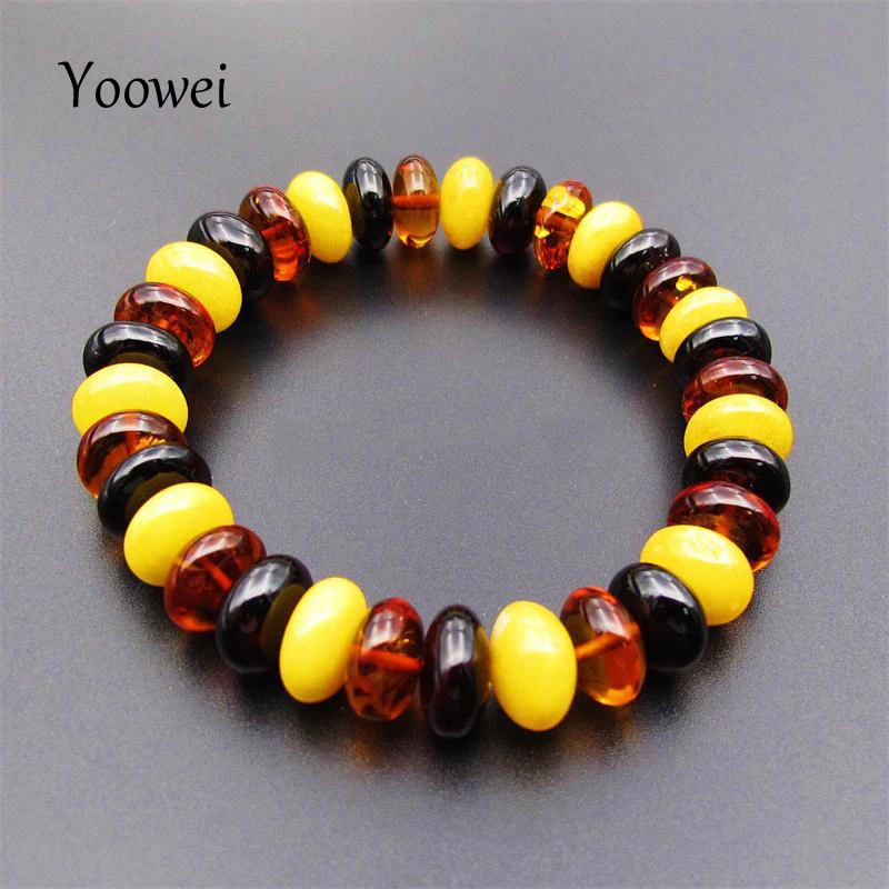 Yoowei Brand Amber Bracelet for Women Men Genuine Stone Lithuania