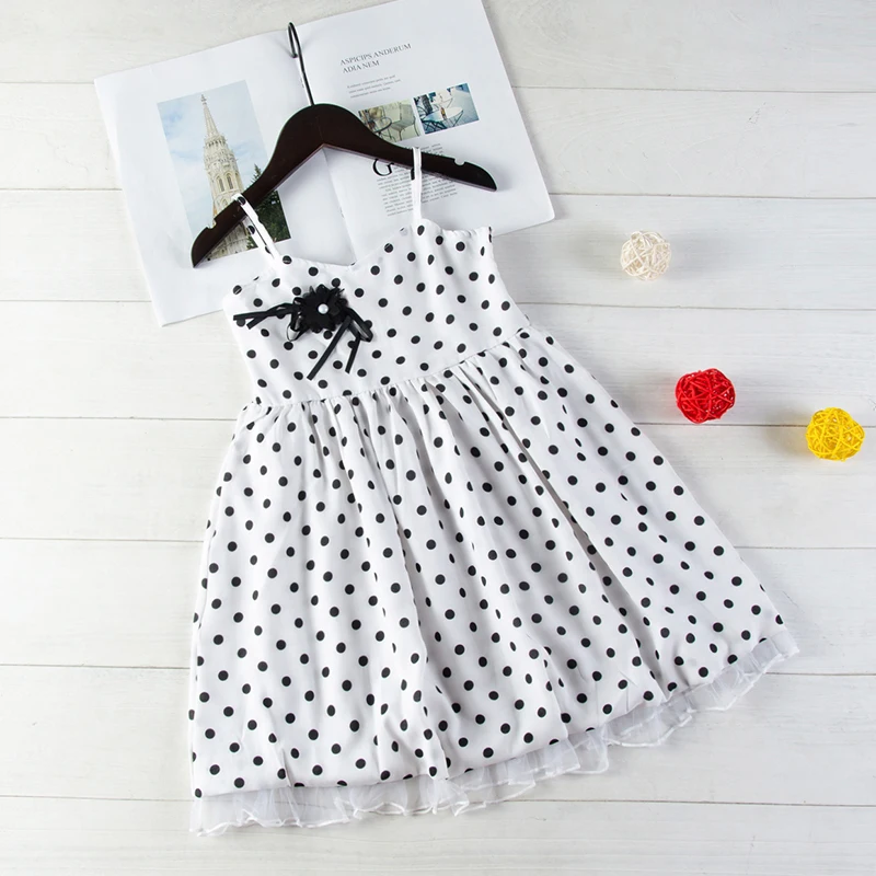 

Kid Baby Girl Summer Black Dot Dress Cute Sleeveless Sling Dress For Girl Children Clothes
