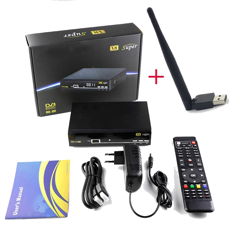 V8 Super Powervu dvb-s2 Support IPTV Ccam Newcad DVB-S2 Satellite Receiver V8 Super 1080P +1year Clines service free ship