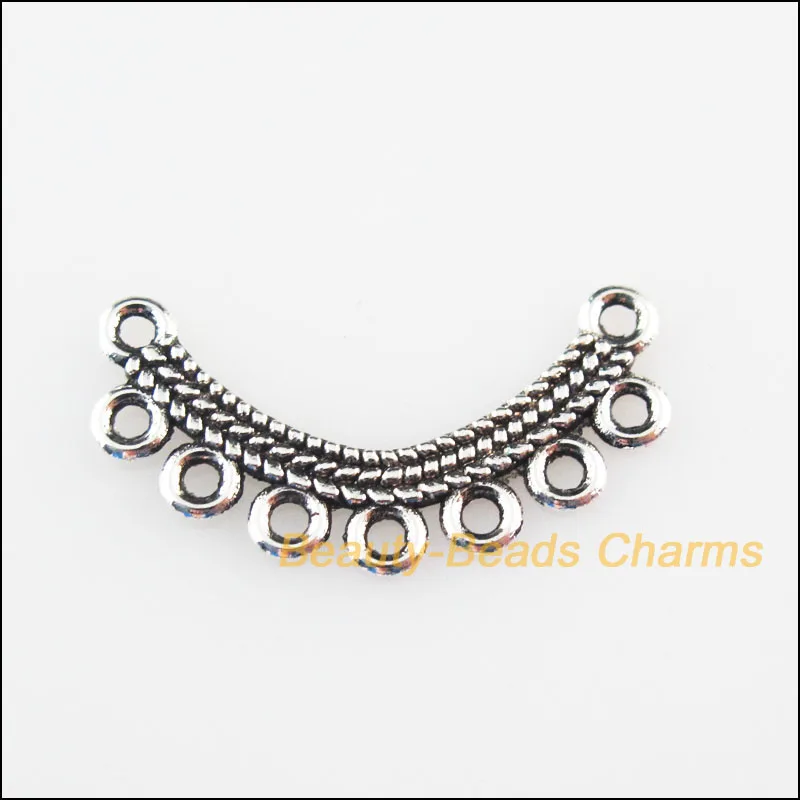 

New 20 New Charms Moon Flower Tibetan Silver Tone Pendants Connectors 13x26mm