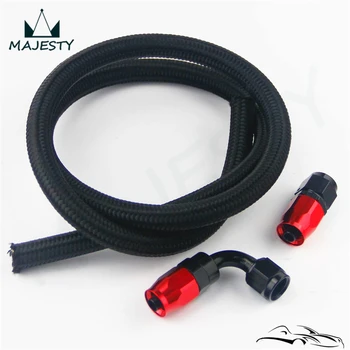 

AN6 6-AN STAINLESS BRAIDED OIL/FUEL LINE HOSE 1M/3FT+STRAIGHT+90 degree SWIVEL FITTING