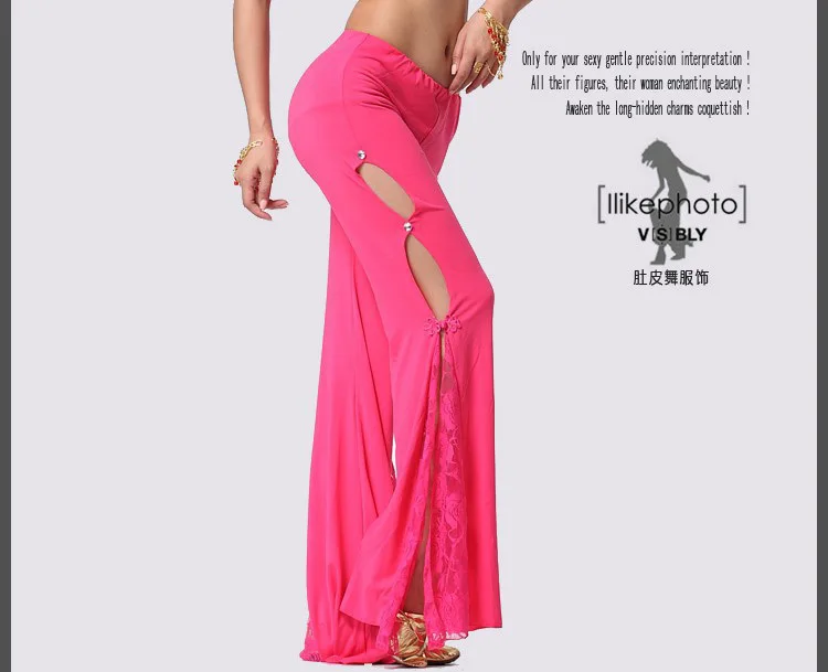 Новые женские брюки для танца живота сексуальные женские тренировочные брюки для танцев Штаны для танца живота взрослые кружевные египетские брюки юбки для танца живота - Цвет: Rose Pant Only