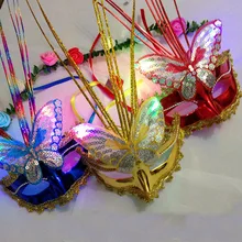 Для женщин и девочек светодиодный светильник бабочка Павлин маски для Марди Гра маскарад очки день рождения карнавал реквизит