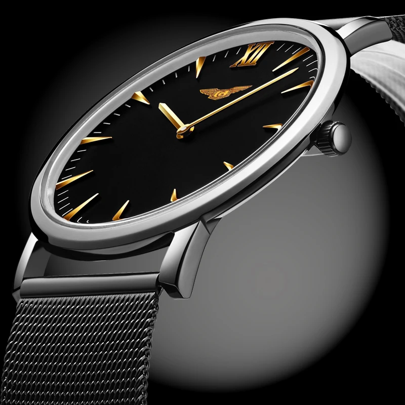 New Fashion Mens Watches Top Brand Luxury GUANQIN Quartz Watch Men Mesh Band Stainless Steel Clock Male Ultra Thin Wristwatch New Fashion Mens Watches Top Brand Luxury GUANQIN Quartz Watch Men Mesh Band Stainless Steel Clock Male Ultra Thin Wristwatch