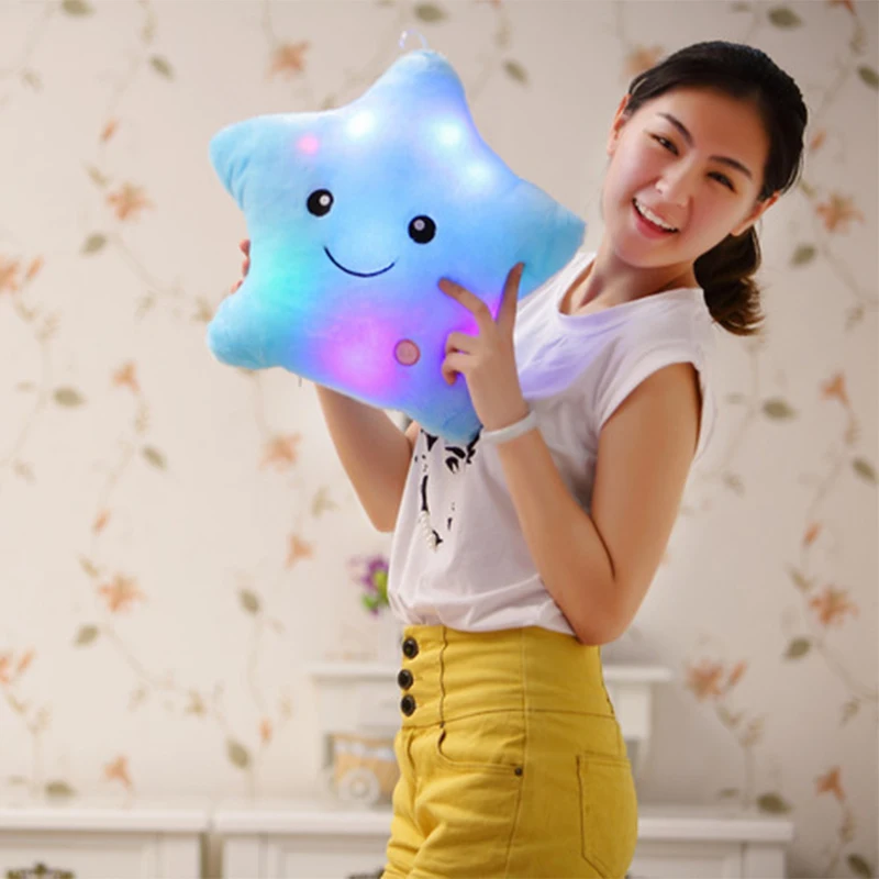 

Luminous pillow Christmas Toys, Led Light Pink Pillow,Blue plush Pillow, Colorful Stars Pentagram,kids Toys, Birthday Gift