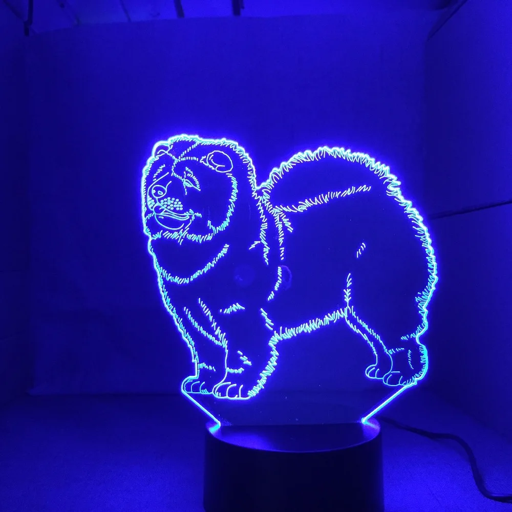Новый ночник для собаки Chow 3D светодиодный детей сенсорная настольная лампа 7