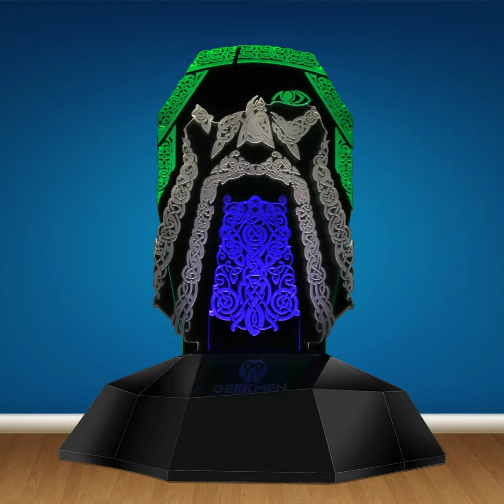 Викинг один символ 3D линейный светильник Odin скандинавский лампа с оптической