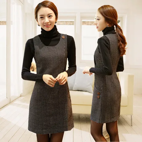 Elegante Invierno De Tocar Fondo Vestidos De Invierno Vestido De Lana Sin Mangas De Invierno Engrosamiento Mujeres Nuevo Vestido Ocasional Más El Tamaño De Invierno Dresse New Dress Plus Size Winter Dresseswinter Dress