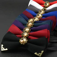 Роскошный галстук-бабочка с вечерние металлическим бантом для свадебной церемонии