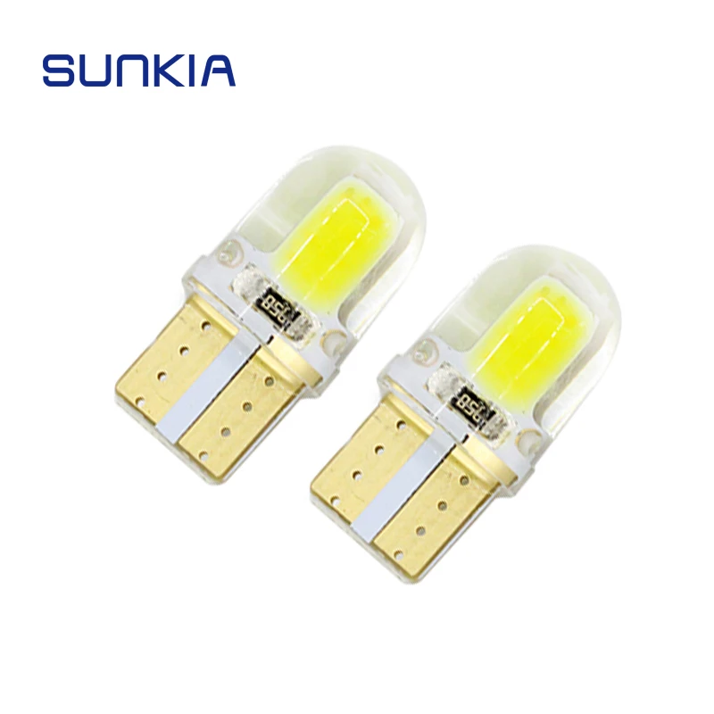 

SUNKIA 1pcs T10 COB Lamp W5W/194 p21w Clearance light Instrument Light LED Car Door Light Signal Lamp 7 Color Choosable