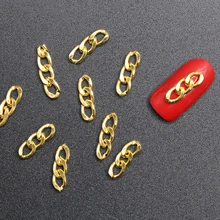 20 шт., топ, 3D металлическая цепочка, черный, золотой, серебряный, Япония, Корея, украшения для нейл-арта, в стиле панк, DIY, инструменты для ногтей, очаровательные аксессуары для ногтей