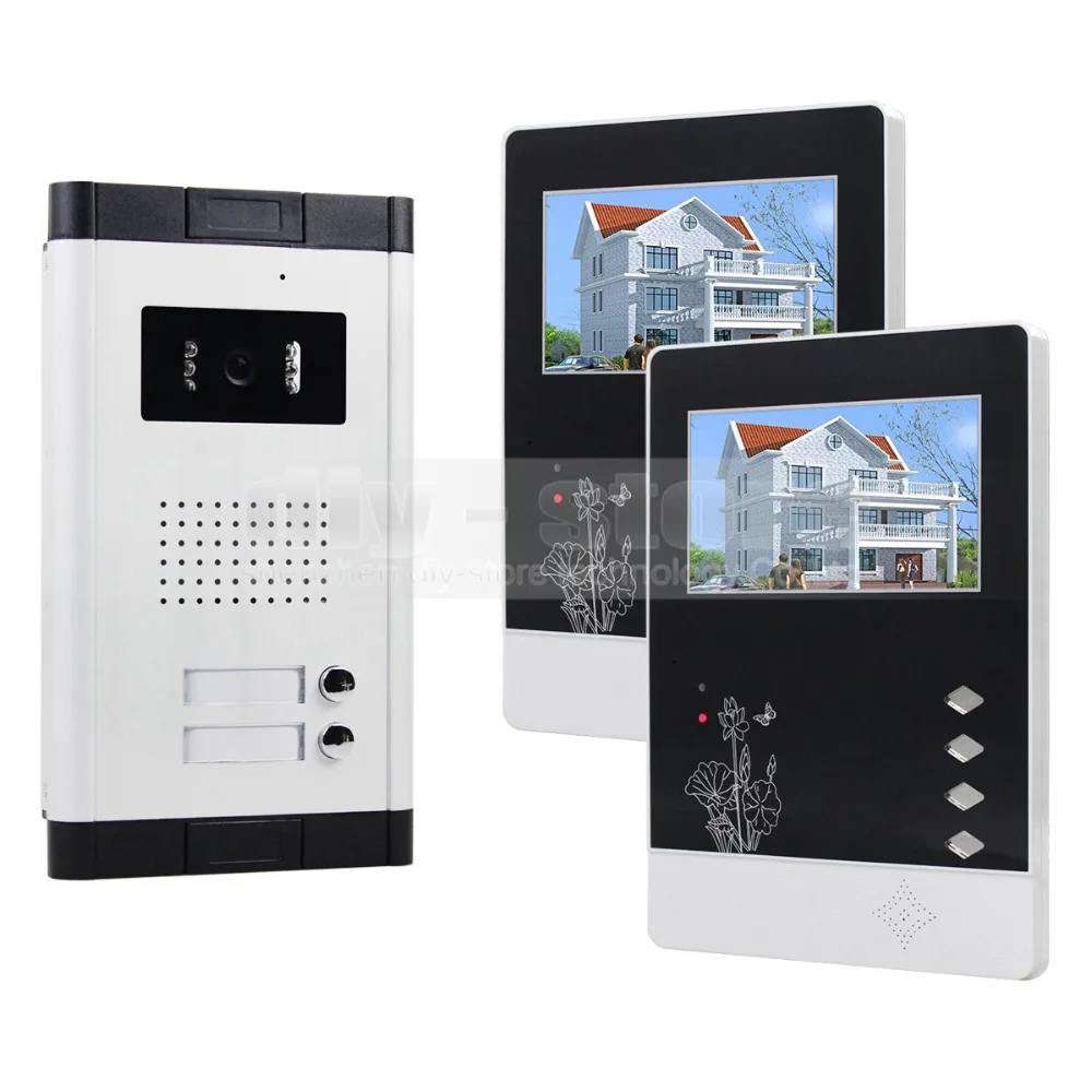 DIYSECUR 4 3 Apartment font b Video b font Intercom Doorbell System IR Camera Touch Key
