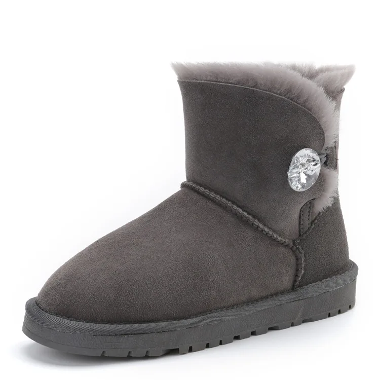 Г., женская обувь наивысшего качества из натуральной овечьей кожи красивые классические зимние ботинки женские ботинки из натуральной овечьей кожи - Цвет: gray