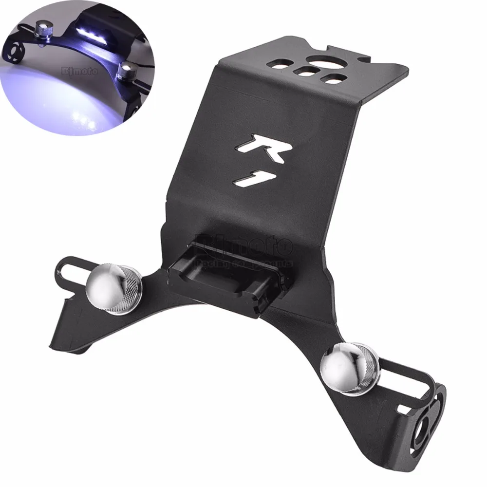 CNC License Plate Bracket Number Holder Plate with 3 LED For Yamaha YZF