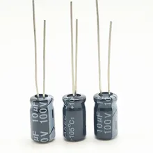 30 шт./лот 100V 10 мкФ 6*12 20% Радиальный алюминиевый электролитический конденсатор с алюминиевой крышкой, 10000nf 20