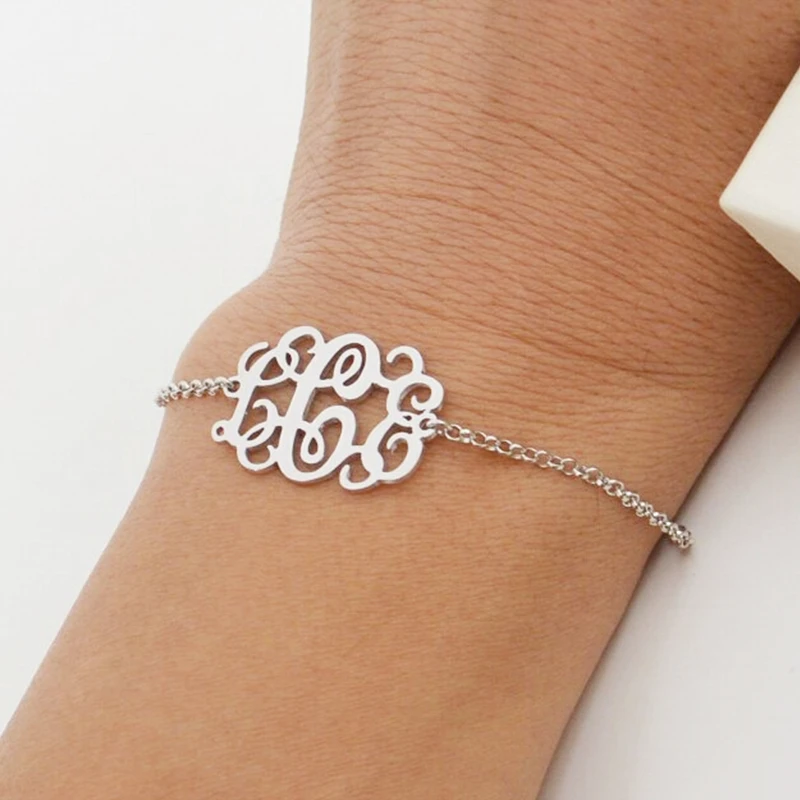 

Personalized Name Bracelet Femme Custom Boho Monogram Pulseiras Stainless Steel Jewelry Rose Gold Initials Mens Bracelets 2019