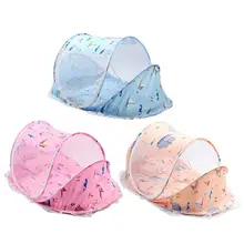 Складная летняя детская противомоскитная сетка с мультяшным принтом, палатка для путешествий с подушкой для прогулок на открытом воздухе или в помещении для сна, легкая ткань
