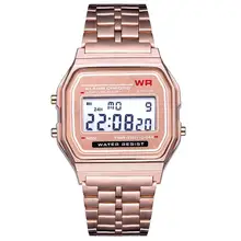 Reloj de lujo, oro rosa, plata, hombres, mujeres, Unisex, Reloj Led, Correa Digital de acero, Reloj de pulsera para Hombre, Reloj de Mujer Erkek Kol Saati