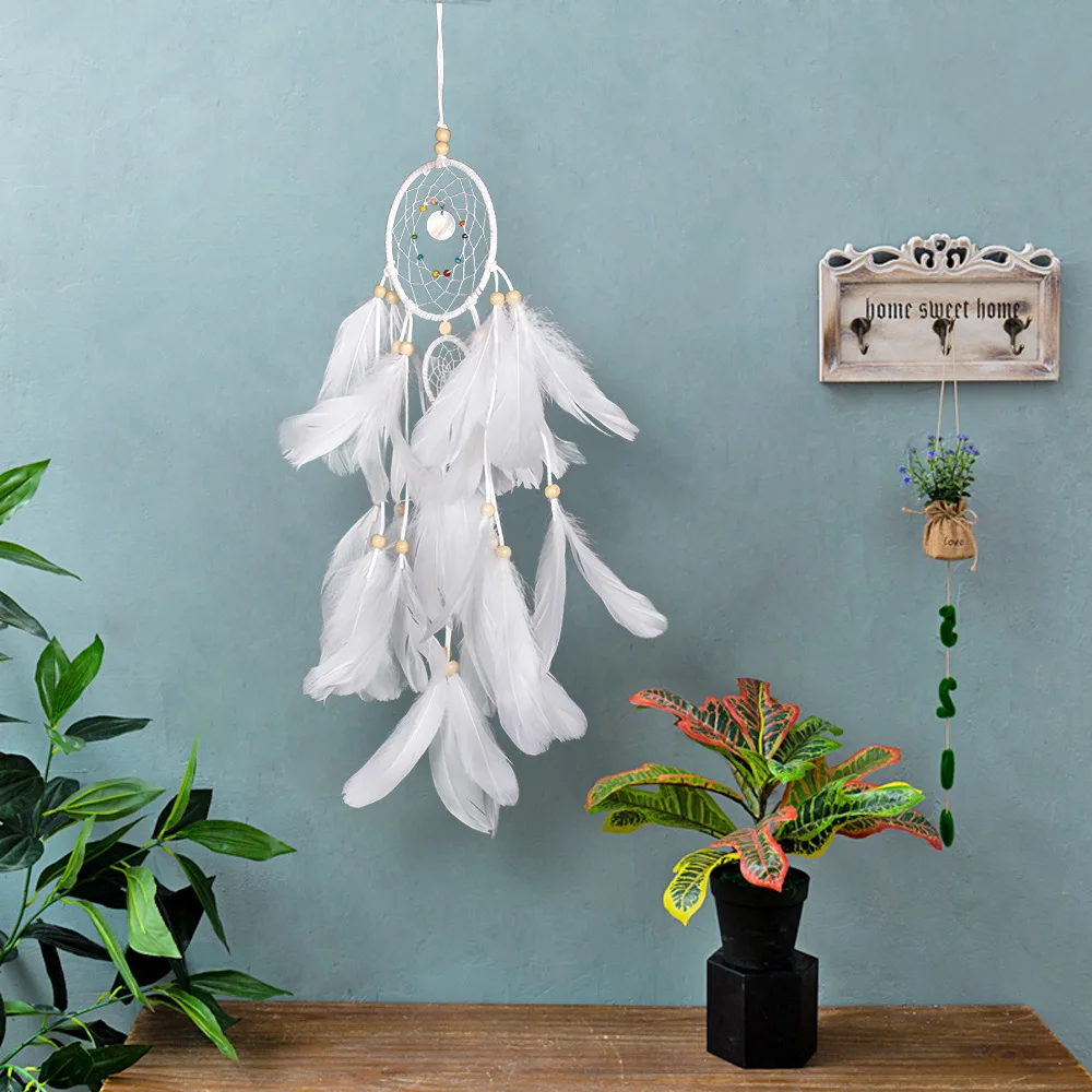 

New White Green Dreamcatcher Handmade Wind Chimes Hanging Pendant Dream Catcher Home Wall Art Hangings Decorations Indian Style