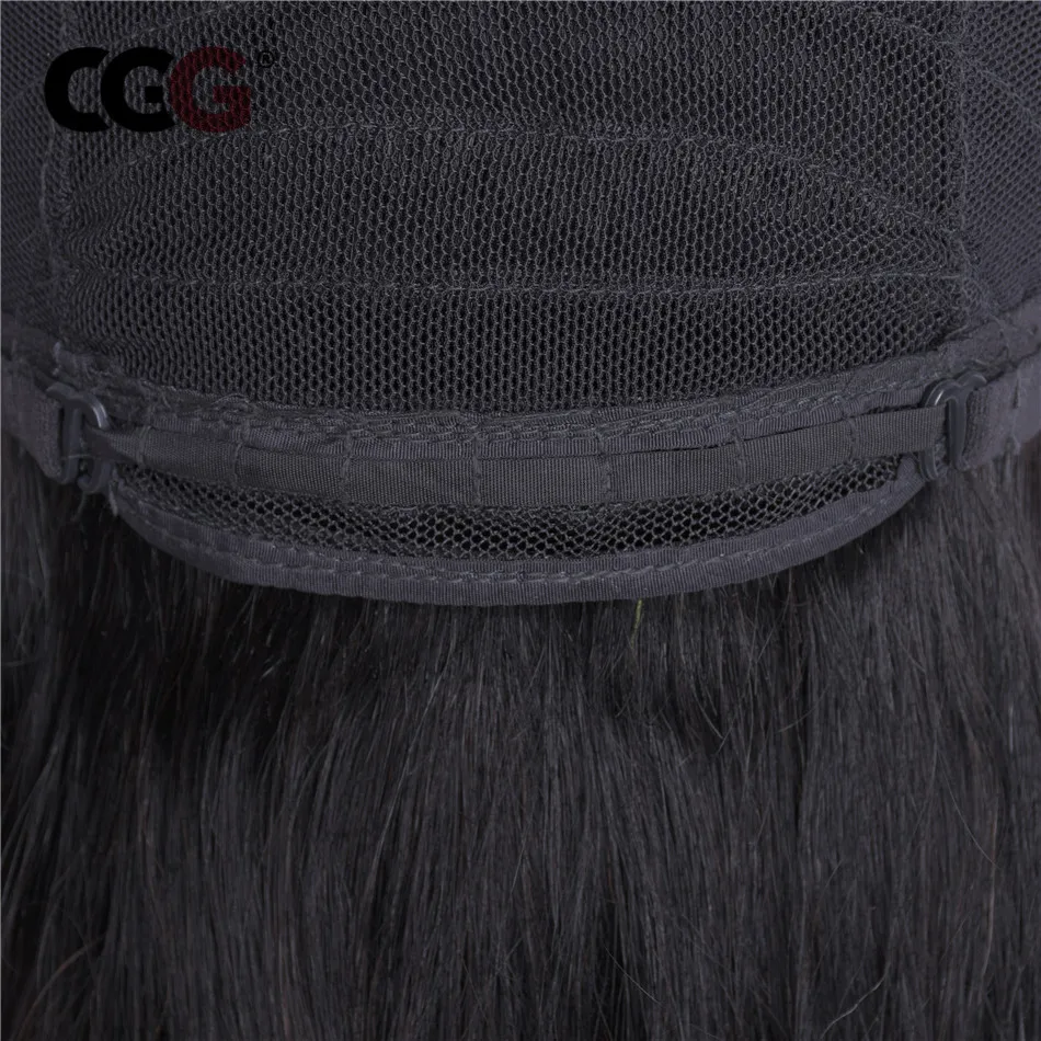 CGG 4*4 Lace Frontal Human Hair Wigs Brazilian Non-Remy Hair Straight Human Hair For Black Women Natural Color Medium Brown -