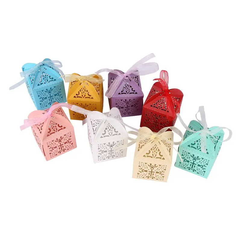

10Pcs/set Crossing Candy Boxes Angel Gift Box For Baby Shower Baptism Birthday Wedding Easter Decoration Suppliers