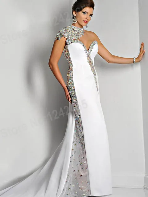 high neck backless gown