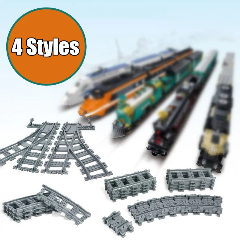 

New Addition City Train Track Rail Straight Curved Rails fit legoings city technic track Building Blocks Set Brick Model Kid Toy